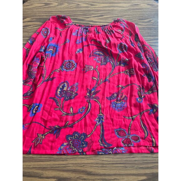 Lucky Brand red blue three quarter sleeved top size XL - Picture 2 of 9